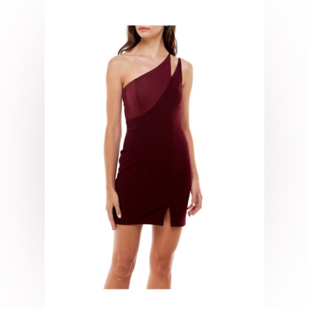 Speechless One-Shoulder Body-Con Minidress - maroon/burgundy dress with tag on